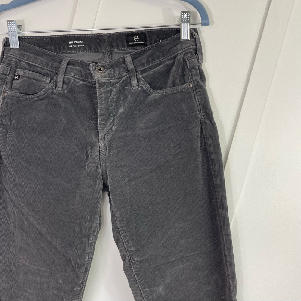 Ag Adriano Goldschmied Gray Straight Leg Corduroy Pants